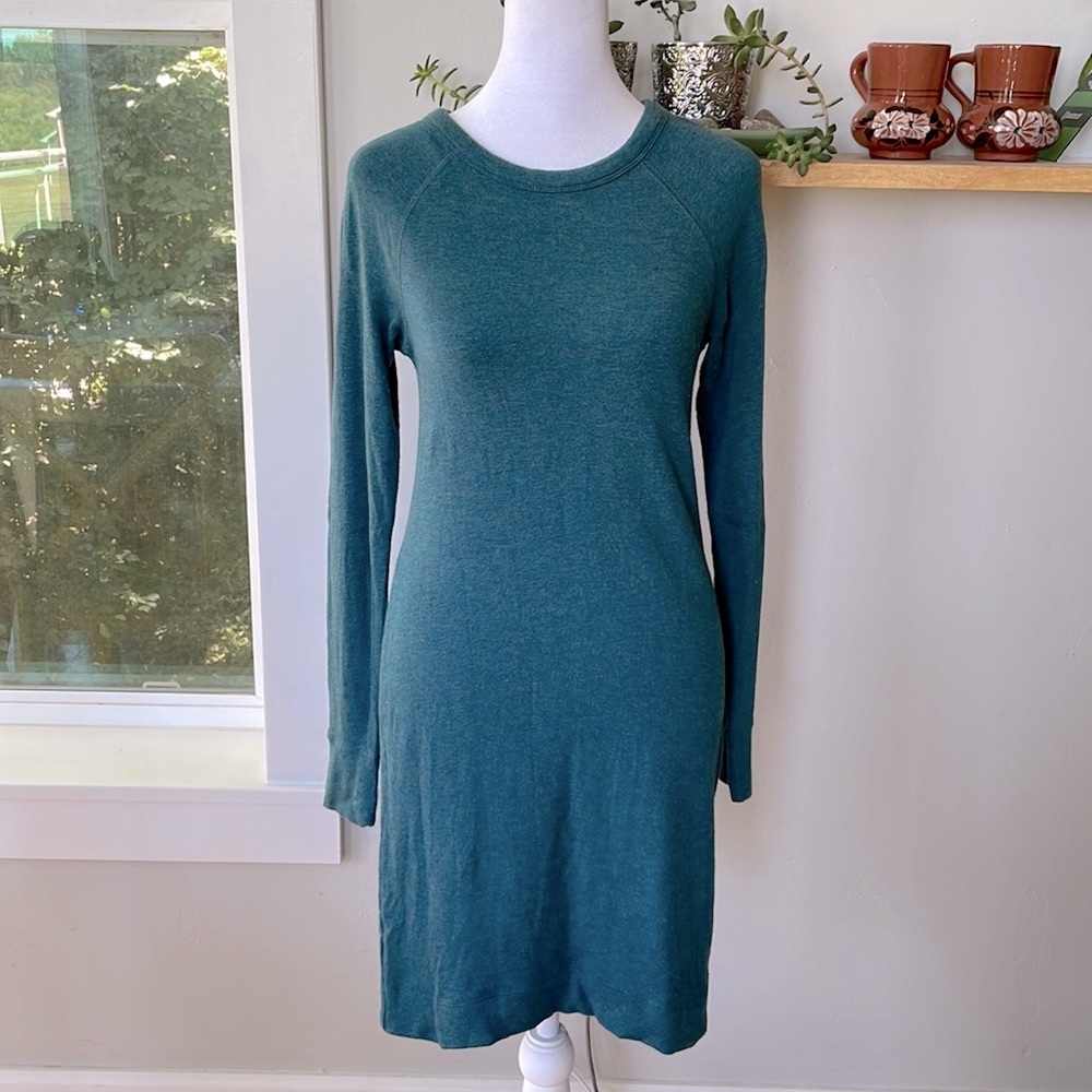 Lou & Grey Heather Teal Supersoft Stretch Sweatshirt Lounge Dress Size XS